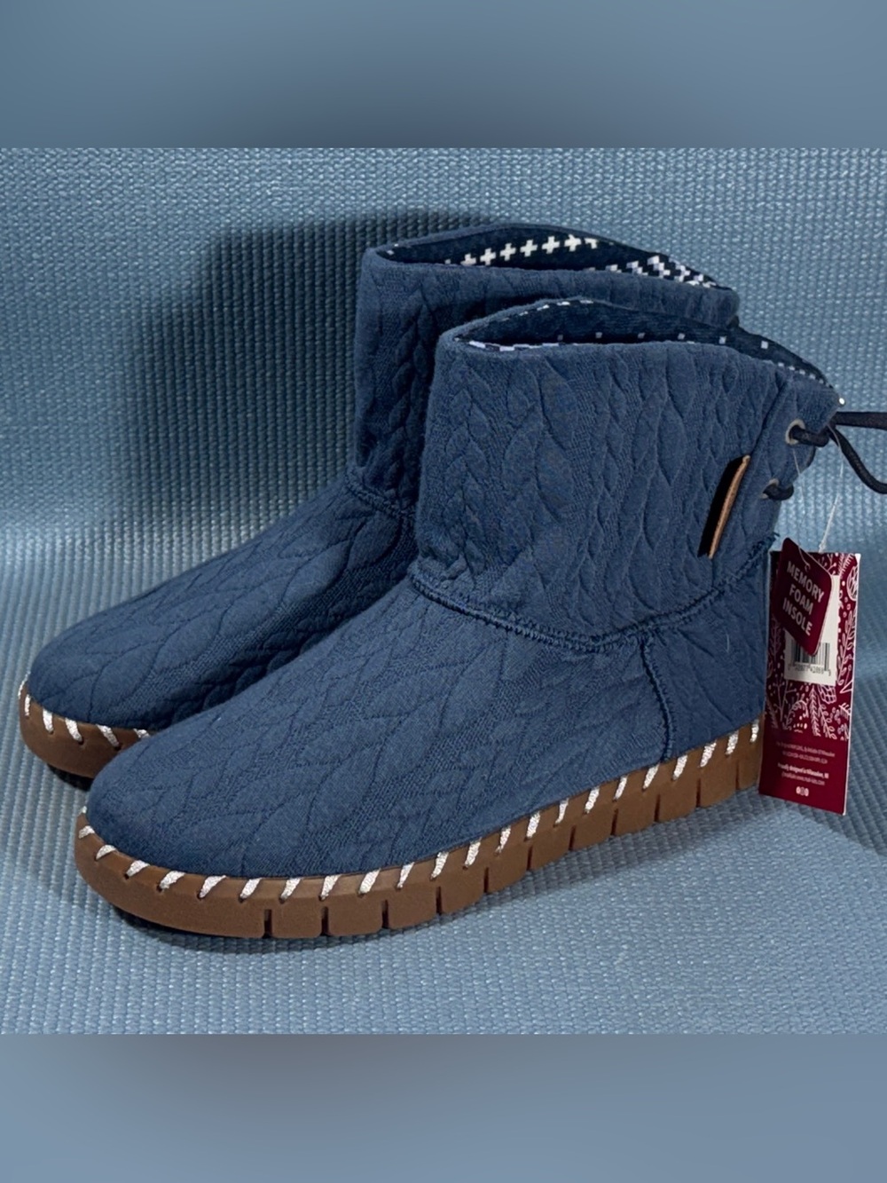 MUK LUKS Women’s Flexi Hoboken Blue Pull On Flat Fashion Boots Size 8 New